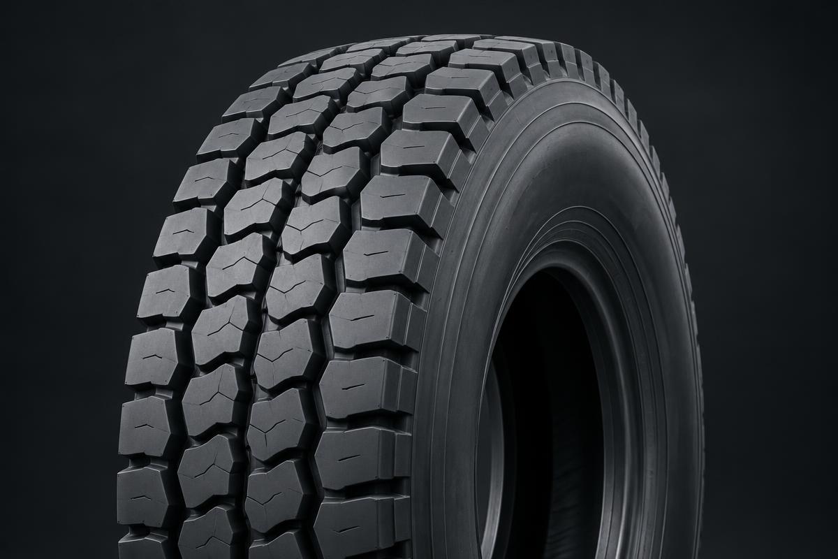 Illustrative heavy-duty light truck tyre with robust tread blocks.